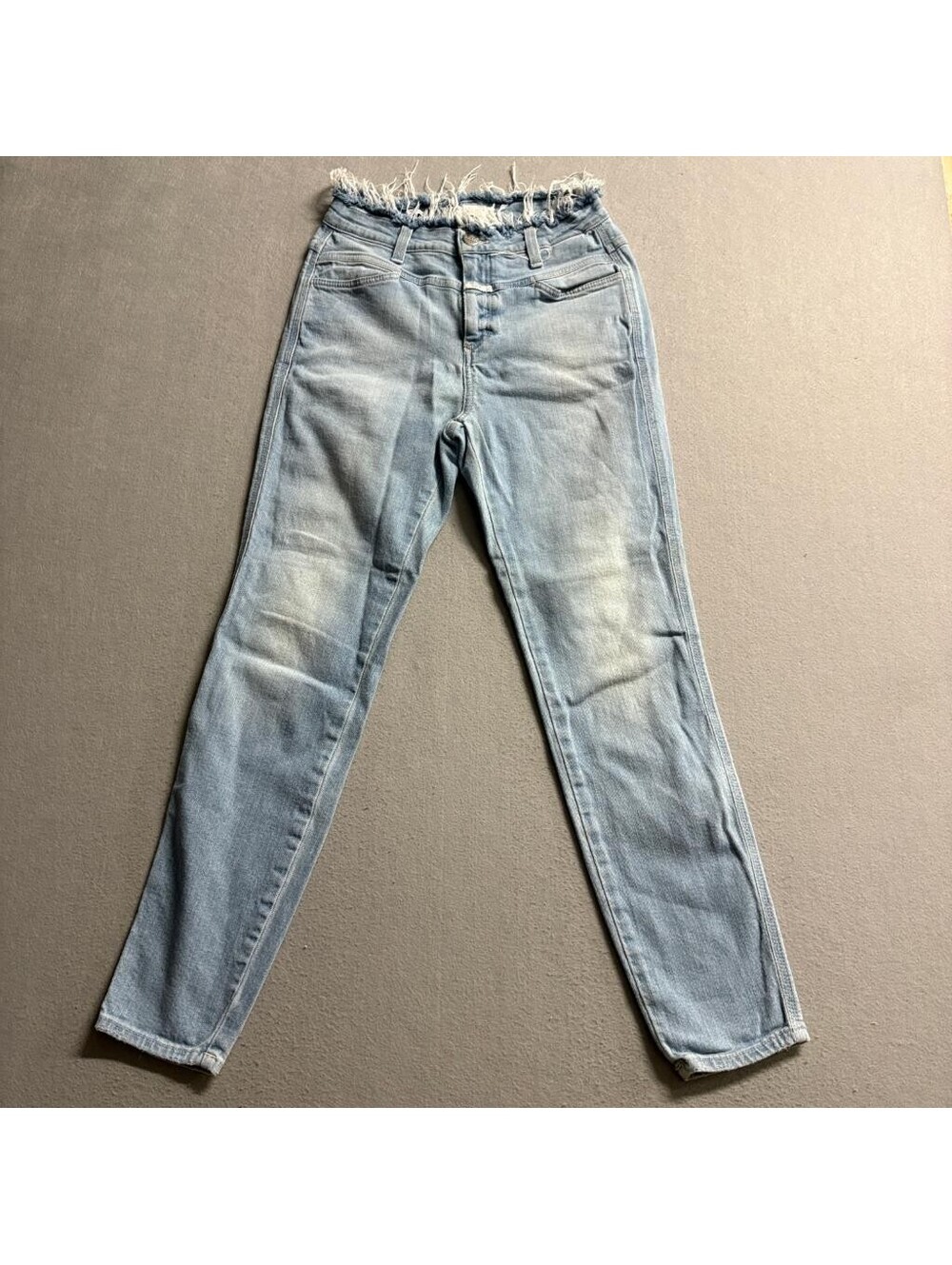 Closed Jeans Womens 27 Light Wash Denim Fringed Raw Waistband Handmade Italy